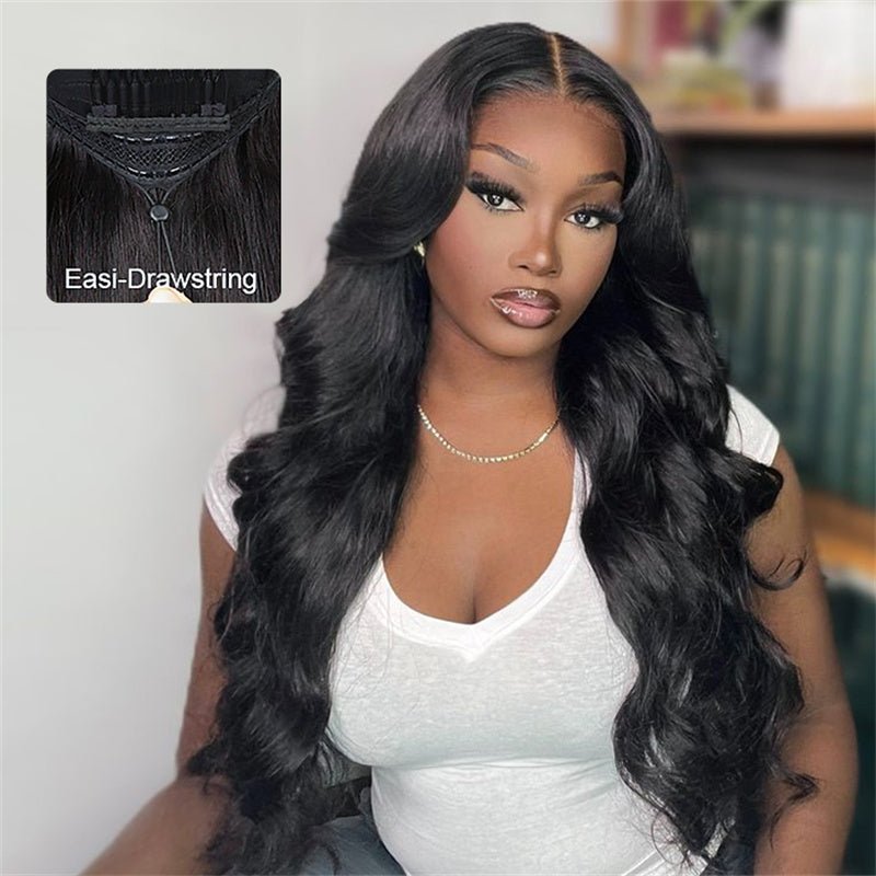 VIPbeauty Body Wave Glueless 13x6 Lace Front Wig Human Hair Pre-Cut Lace Flexi-Fit Drawstring Cap