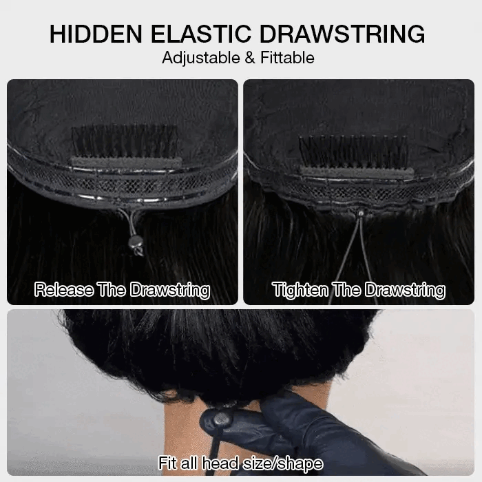 VIPbeauty Straight Glueless Flexi-Fit Drawstring Wig 13x6 Lace Front Human Hair Wigs