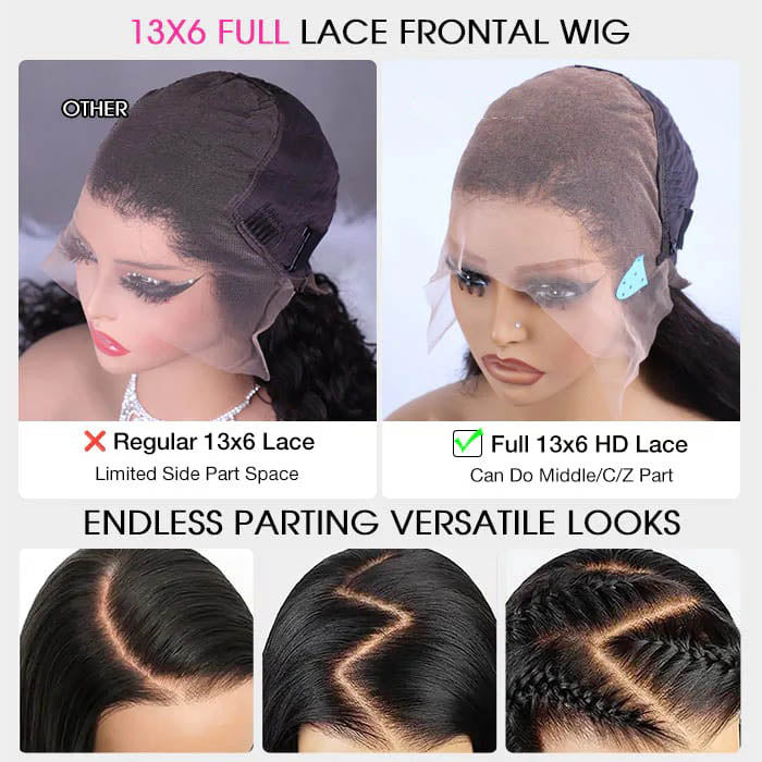 VIPbeauty Straight Glueless Flexi-Fit Drawstring Wig 13x6 Lace Front Human Hair Wigs