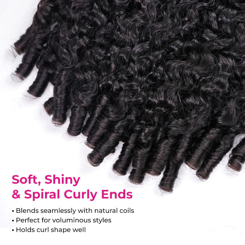 VIPbeauty Coily Curly Half Wig Burmese Curly Glueless Flexi-Fit Drawstring Human Hair Wigs