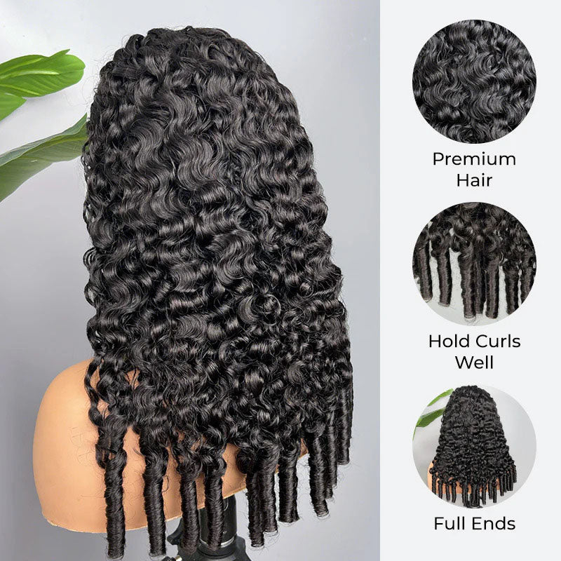 VIPbeauty Coily Curly Half Wig Burmese Curly Glueless Flexi-Fit Drawstring Human Hair Wigs