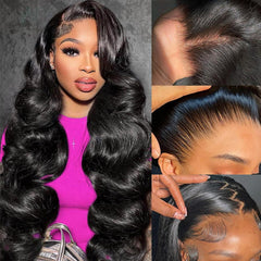 VIPbeauty 13x6 Glueless Body Wave Wig With Drawstring Pre Bleached Pre Plucked 100% Human Hair Wig