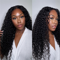 VIPbeauty Water Wave Flip Over Half Wig Invisi Drawstring Glueless Put On And Go Wig