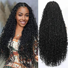 VIPbeauty Boho Curls Braided Wigs 13x6 Frontal Lace Pull Go Drawstring Wigs Human Hair