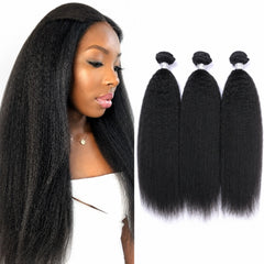Kinky Straight Hair 3 Bundles 100 Human Hair Bundles Yaki Natural Hair Extensions