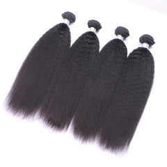 VIPbeauty Kinky Straight Bundles With 13x4 Lace Frontal Unprocessed Human Hair Extensions