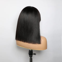 VIPbeauty 1x3 Lace Closure Light Yaki Straight 100% Human Hair Wig With Bangs