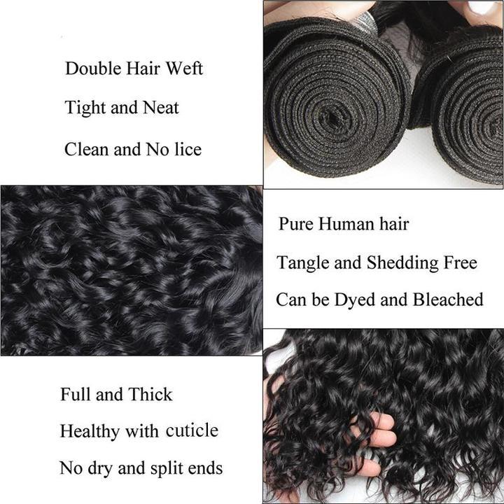  Raw Indian Virgin Remy Human Hair Water Wave Weave 3 Bundles details